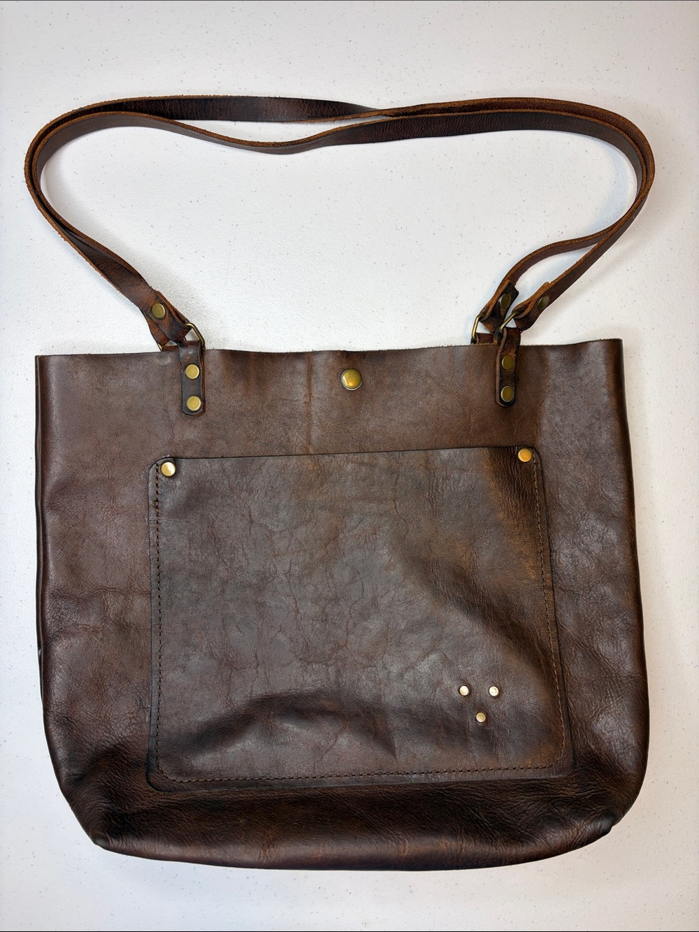 In Blue Leather Goods Rustic Brown Leather Tote Bag